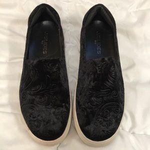 Black velvet sneakers